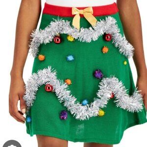 NWT Christmas Tree Mini Skirt Juniors Knit Ugly Christmas Holiday Party